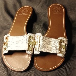Troy Burch size 8.5 snake print slid on sandle